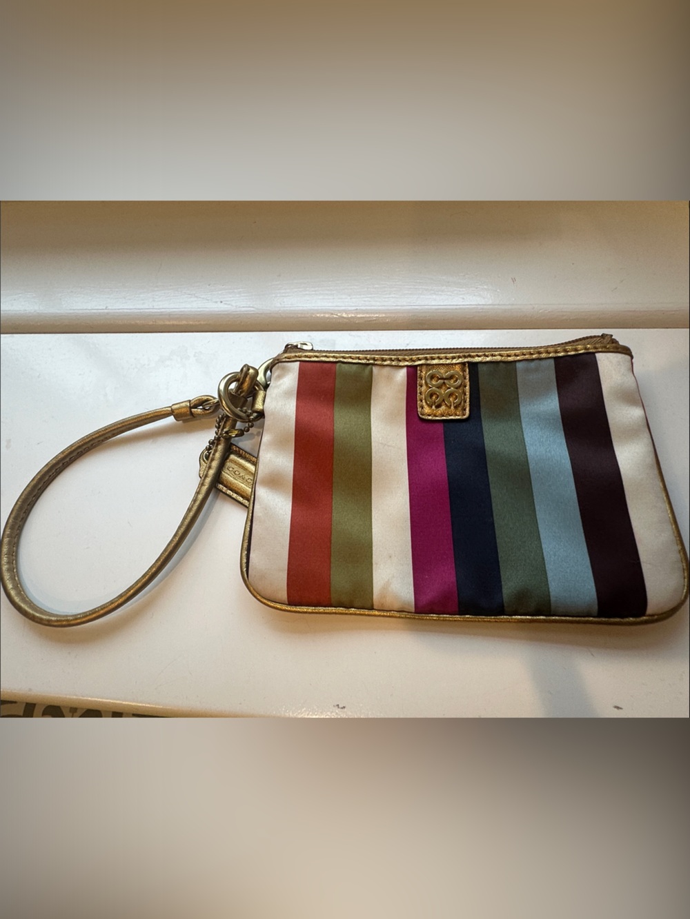 Gold-Trim Multicolor Stripe Wristlet - Women Bags